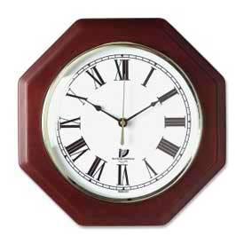 Chicago Lighthouse 12" Octagon Quartz Wall Clock, Wood Case, Mahogany