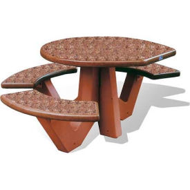 66" Oval Picnic Table, Concrete, ADA Compliant, Red