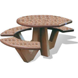 66" Oval Picnic Table, Concrete, ADA Compliant, Brown