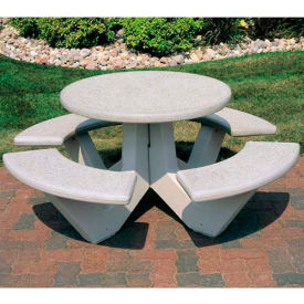 66" Concrete Round Picnic Table, Gray