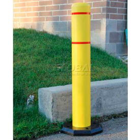 BollardGard Anywhere with 25 lb. Rubber Base, Yellow/White Tape, 4" x 52"
