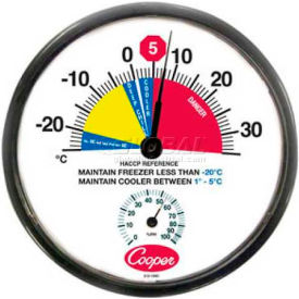 Wall Thermometer, 12", Cooler/Freezer, With Humidity Meter - Min Qty 3
