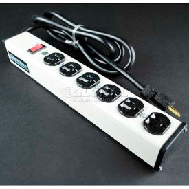 Power Strip with Lighted Switch, 6 Outlets, 20A, 6' Cord