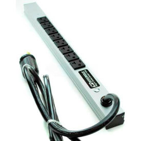 CabinetMATE Power Strip W/Locking Plug, 8 Outlets, 20A, 15' Cord