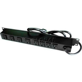 Rack Mount Surge Protected Power Strip, 8 Outlets, 15A, 3kA, 15' Cord