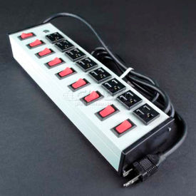 Power Strip, 8 Individually Switched Outlets, 15A, 6' Cord