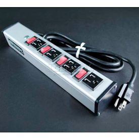 Power Strip, 4 Individually Switched Outlets, 15A, 6' Cord