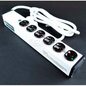 Power Strip, 6 Outlets, 15A, 6' Cord, White