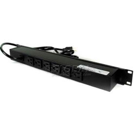 Rack Mount Power Strip, 6 Rear Outlets, 15A, 15' Cord