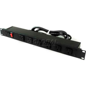 Rack Mount Power Strip, 6 Front Outlets, 15A, 15' Cord