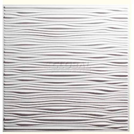 Genesis Designer Drifts PVC Ceiling Tile, Waterproof & Washable, 2'L X 2'W, White 12/Case
