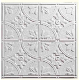 Designer Antique PVC Ceiling Tile, Waterproof & Washable, 2'L X 2'W, White - 12/Case