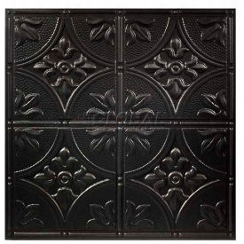 Antique PVC Ceiling Tile 2'L X 2'W, Satin Black - 12/Case