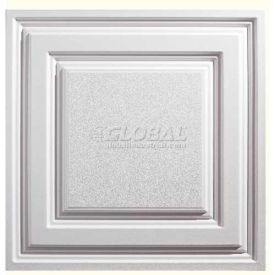 Designer Icon Relief PVC Ceiling Tile, 2'L X 2'W, White - 12/Case