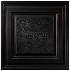 Icon Relief PVC Ceiling Tile, 2'L X 2'W, Satin Black - 12/Case