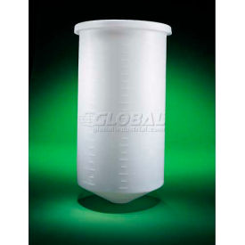 30 Gal. Conical-Bottom Tank with Cover, 18"Dia. x 35"H, 3/16"Wall, White