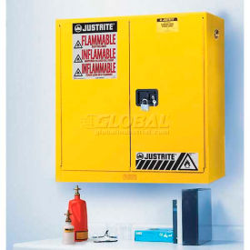 17 Gallon 2 Door, Manual, Wall Mount, Flammable Cabinet, 43"W x 18"D x 24"H, Yellow