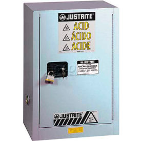 15 Gal. Acid Cabinet, Right Hinge, Manual Close, 1 Door, 24"W x 21-5/8"D x 35-3/4"H, Silver