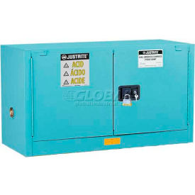 17 Gal. Acid Cabinet, Manual Close, 2 Door, Piggyback, 43"W x 18"D x 24"H, Blue