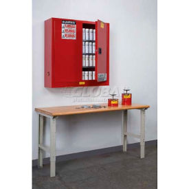 Aerosol Cans, 2 Door, Manual, Wall Mount, Paint & Ink Cabinet, 43"W x 12"D x 44"H, Red