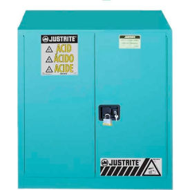 30 Gal. Acid Cabinet, Manual Close, 2 Door, 36"W x 24"D x 35"H, Blue