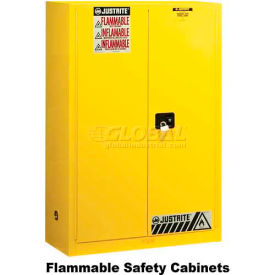 45 Gallon 2 Door, Manual, Flammable Cabinet, 43"W x 18"D x 65"H, Gray