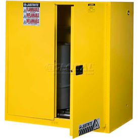Drum Cabinet 60 Gal. Capacity Vertical Self Close Hazmat Flammable W/ Drum Rollers