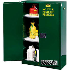 90 Gallon 2 Door, Manual, Pesticide Cabinet, 43"W x 34"D x 65"H, Green