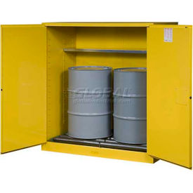 Drum Cabinet 110 Gal. Capacity Vertical Manual Close Hazmat Flammable W/ Drum Rollers