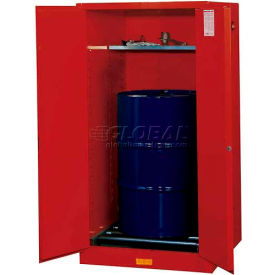 Drum Cabinet 55 Gal. Capacity Vertical Manual Close Hazmat Flammable W/ Drum Rollers