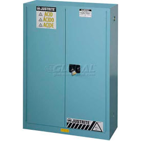 55 Gal. Acid Drum Cabinet with Drum Rollers, Manual Close, 2 Door, 34"W x 34"D x 65"H, Blue