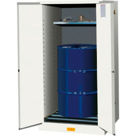 Drum Cabinet 55 Gal. Capacity Vertical Self Close Hazmat Flammable W/Drum Rollers, White