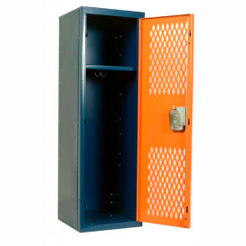 1-Tier 1 Door Home Team Ventilated Locker, 15"W x 15"D x 48"H, Blue/Red, Unassembled