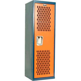 1-Tier 1 Door Home Team Ventilated Locker, 15"Wx15"Dx48"H, Blue/Orange, Unassembled