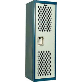 1-Tier 1 Door Home Team Ventilated Locker, 15"W x 15"D x 48"H, Blue/Gray,Unassembled