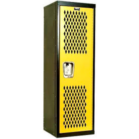 1-Tier 1 Door Home Team Ventilated Locker, 15"Wx15"Dx48"H, Black/Yellow, Unassembled