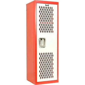1-Tier 1 Door Home Team Ventilated Locker, 15"W x 15"D x 48"H, Red/White,Unassembled