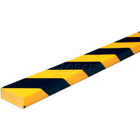 Surface Bumper Guard, Type D, 196-3/4"L x 2"W x 13/16"H, Black & Yellow
