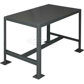 Stationary Machine Table with Shelf, Steel Square Edge, 24"W x 18"D x 36"H, Gray