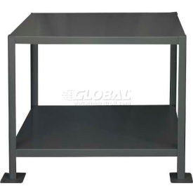 Stationary Machine Table with 2 Shelves, Steel Square Edge, 36"W x 24"D, Gray