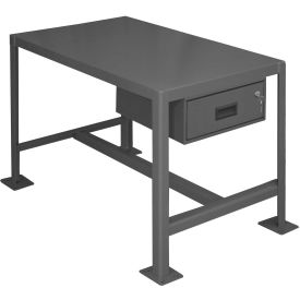 Stationary Machine Table W/ Drawer, Steel Square Edge, 24"W x 18"D x 42"H, Gray