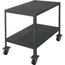 Mobile Machine Table W/ Shelf, Steel Square Edge, 24"W x 18"D x 24"H, Gray