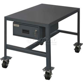 Mobile Machine Table W/ Drawer, Steel Square Edge, 36"W x 24"D x 18"H, Gray