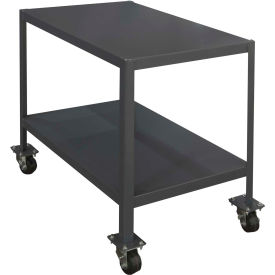 Mobile Machine Table W/ 2 Shelves, Steel Square Edge, 48"W x 30"D, Gray