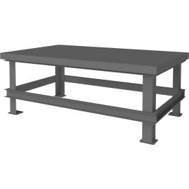 Stationary Machine Table W/ Shelf, Steel Square Edge, 60"W x 36"D x 24"H, Gray