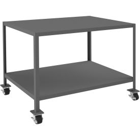 Mobile Machine Table W/ 2 Shelves, Steel Square Edge, 48"W x 36"D, Gray