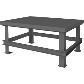 Stationary Machine Table W/ Shelf, Steel Square Edge, 48"W x 36"D x 24"H, Gray