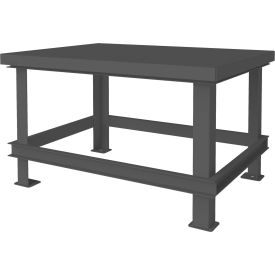 Stationary Machine Table W/ Shelf, Steel Square Edge, 48"W x 36"D, Gray