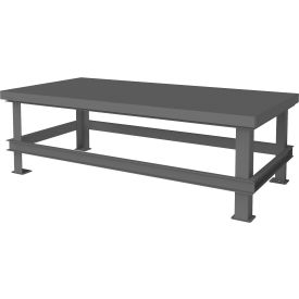 Stationary Machine Table W/ Shelf, Steel Square Edge, 72"W x 36"D, Gray