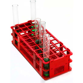 No-Wire PP Test Tube Rack, For 16-20mm Tubes, 40 Places, Red, 1/PK